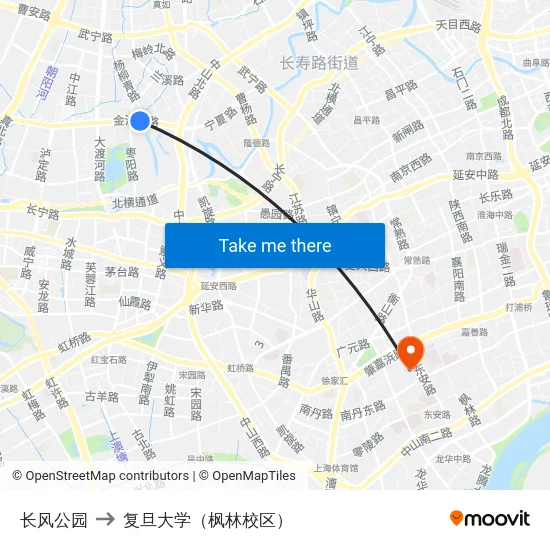 长风公园 to 复旦大学（枫林校区） map