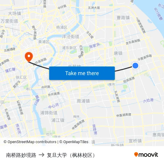 南桥路妙境路 to 复旦大学（枫林校区） map