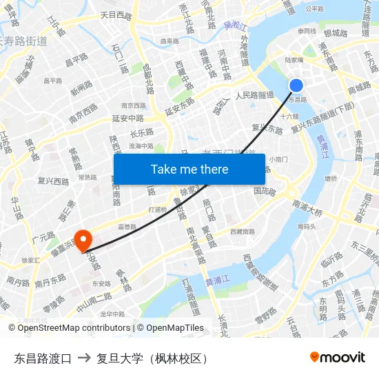 东昌路渡口 to 复旦大学（枫林校区） map