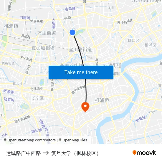 运城路广中西路 to 复旦大学（枫林校区） map