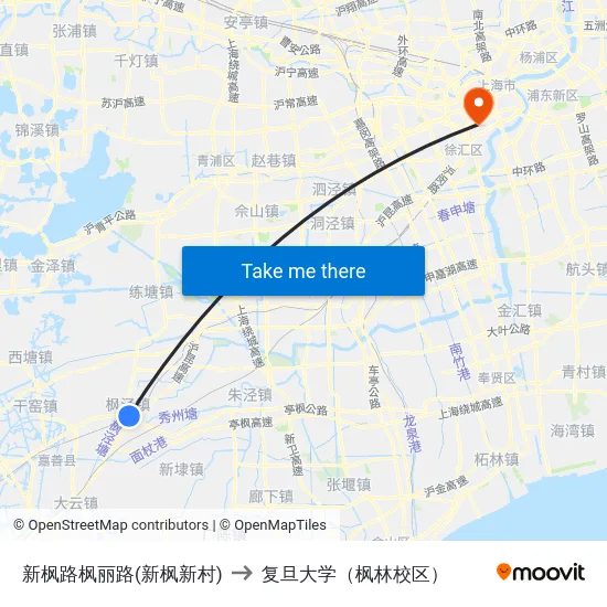 新枫路枫丽路(新枫新村) to 复旦大学（枫林校区） map