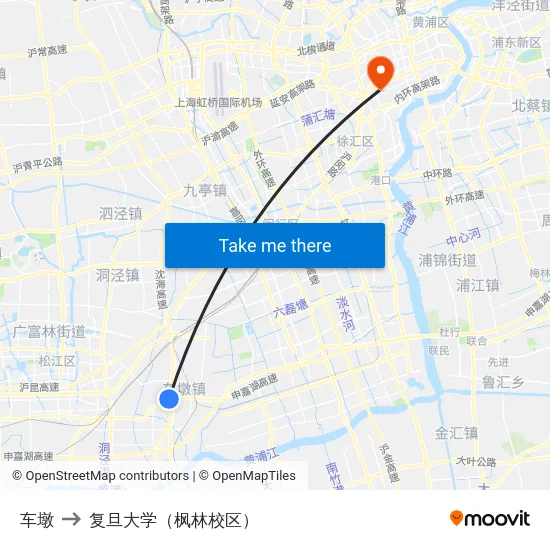 车墩 to 复旦大学（枫林校区） map