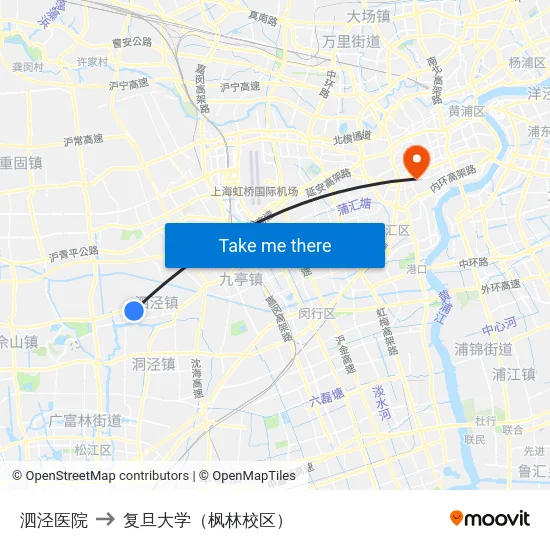 泗泾医院 to 复旦大学（枫林校区） map