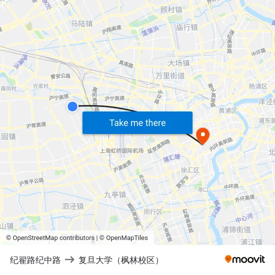纪翟路纪中路 to 复旦大学（枫林校区） map