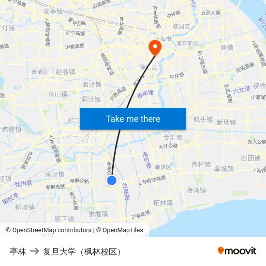 亭林 to 复旦大学（枫林校区） map