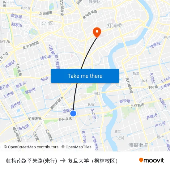 虹梅南路莘朱路(朱行) to 复旦大学（枫林校区） map