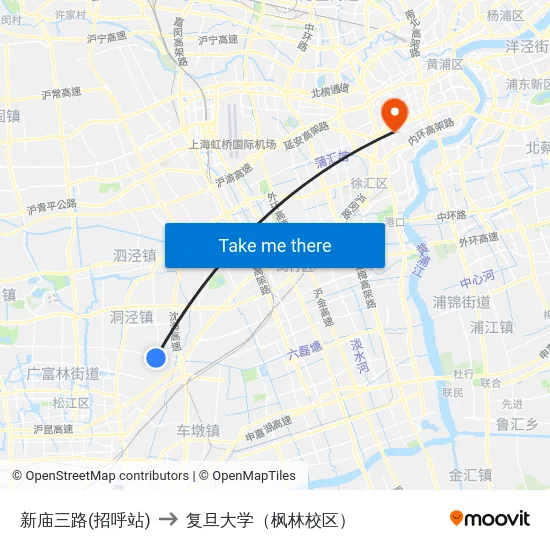 新庙三路(招呼站) to 复旦大学（枫林校区） map