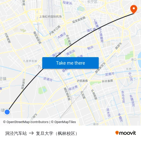 洞泾汽车站 to 复旦大学（枫林校区） map