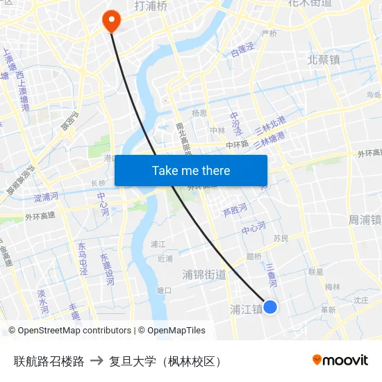 联航路召楼路 to 复旦大学（枫林校区） map