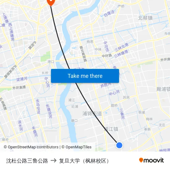 沈杜公路三鲁公路 to 复旦大学（枫林校区） map