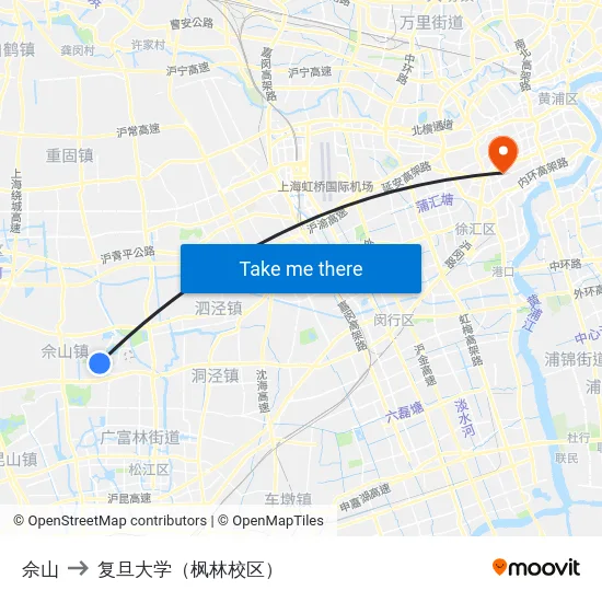 佘山 to 复旦大学（枫林校区） map