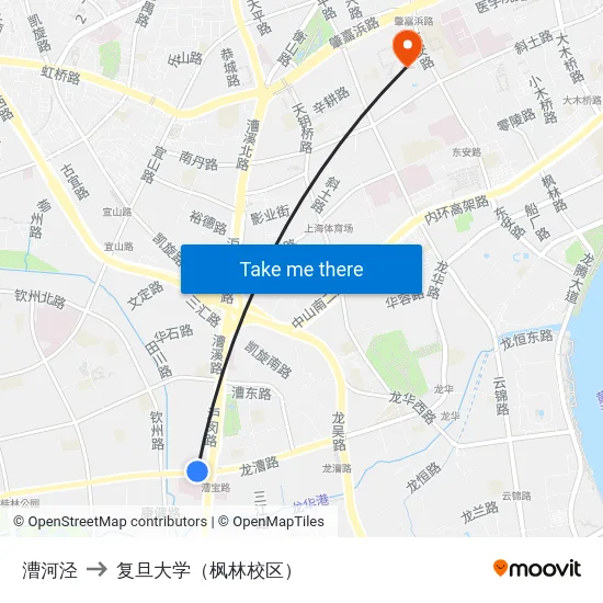 漕河泾 to 复旦大学（枫林校区） map