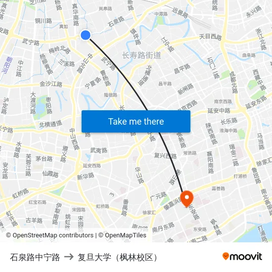 石泉路中宁路 to 复旦大学（枫林校区） map