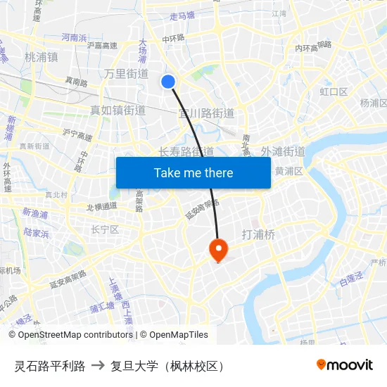 灵石路平利路 to 复旦大学（枫林校区） map