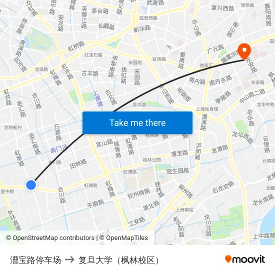 漕宝路停车场 to 复旦大学（枫林校区） map