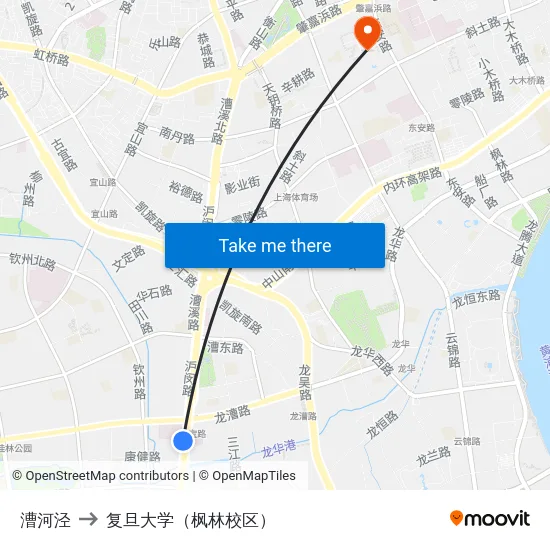 漕河泾 to 复旦大学（枫林校区） map