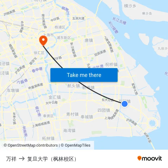 万祥 to 复旦大学（枫林校区） map