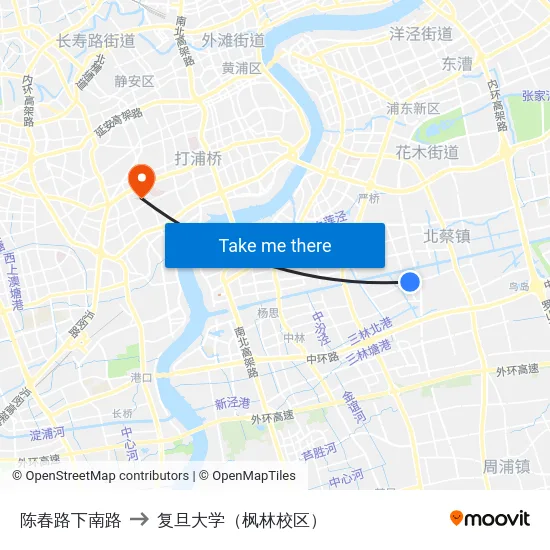 陈春路下南路 to 复旦大学（枫林校区） map