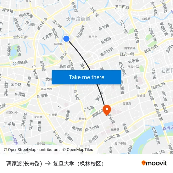 曹家渡(长寿路) to 复旦大学（枫林校区） map