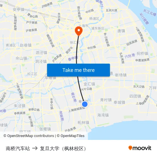 南桥汽车站 to 复旦大学（枫林校区） map