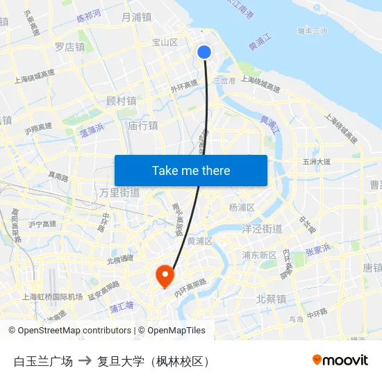 白玉兰广场 to 复旦大学（枫林校区） map