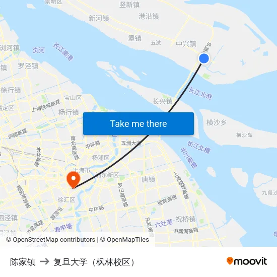 陈家镇 to 复旦大学（枫林校区） map