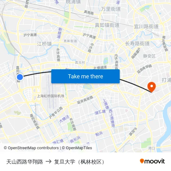 天山西路华翔路 to 复旦大学（枫林校区） map