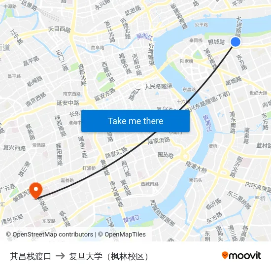 其昌栈渡口 to 复旦大学（枫林校区） map