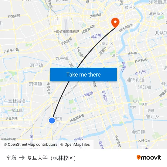 车墩 to 复旦大学（枫林校区） map