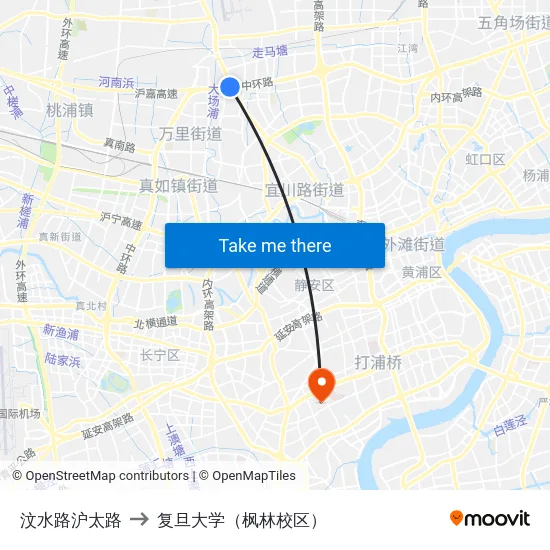 汶水路沪太路 to 复旦大学（枫林校区） map