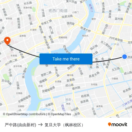 严中路(由由新村) to 复旦大学（枫林校区） map