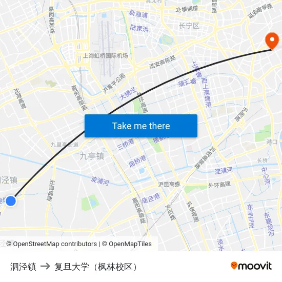 泗泾镇 to 复旦大学（枫林校区） map