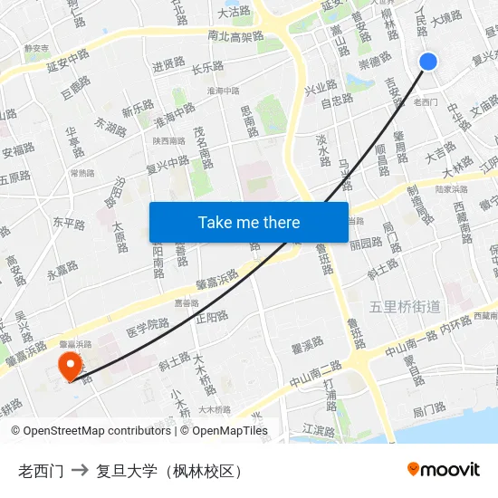 老西门 to 复旦大学（枫林校区） map