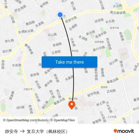 静安寺 to 复旦大学（枫林校区） map