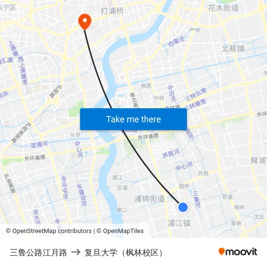 三鲁公路江月路 to 复旦大学（枫林校区） map