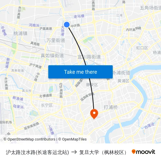 沪太路汶水路(长途客运北站) to 复旦大学（枫林校区） map