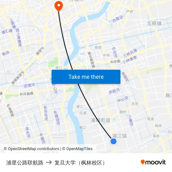 浦星公路联航路 to 复旦大学（枫林校区） map