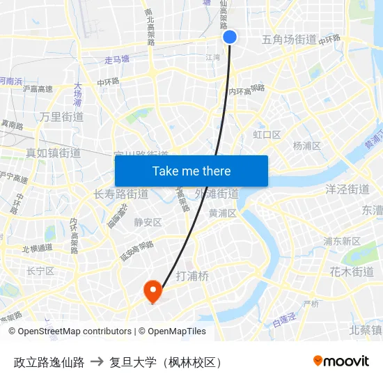 政立路逸仙路 to 复旦大学（枫林校区） map