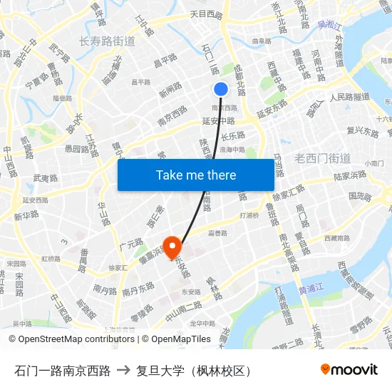 石门一路南京西路 to 复旦大学（枫林校区） map