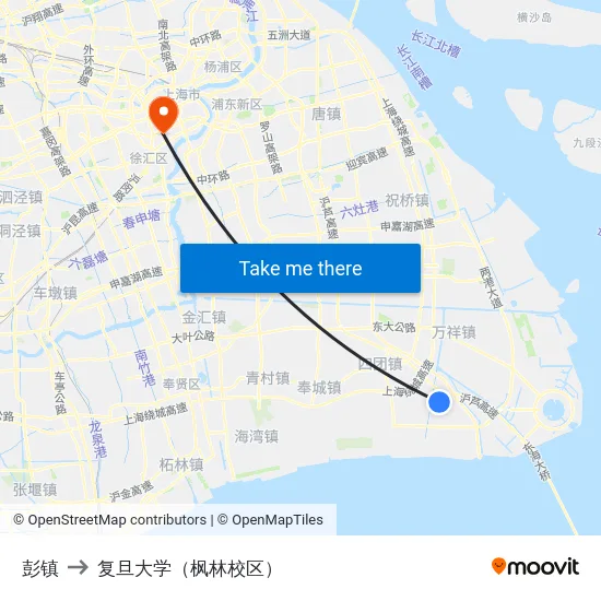 彭镇 to 复旦大学（枫林校区） map