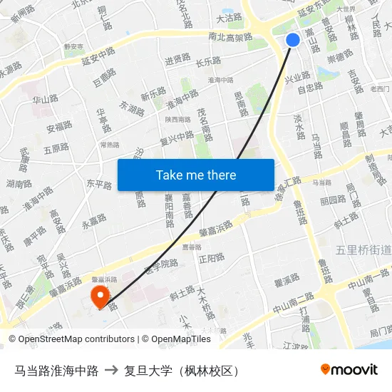 马当路淮海中路 to 复旦大学（枫林校区） map