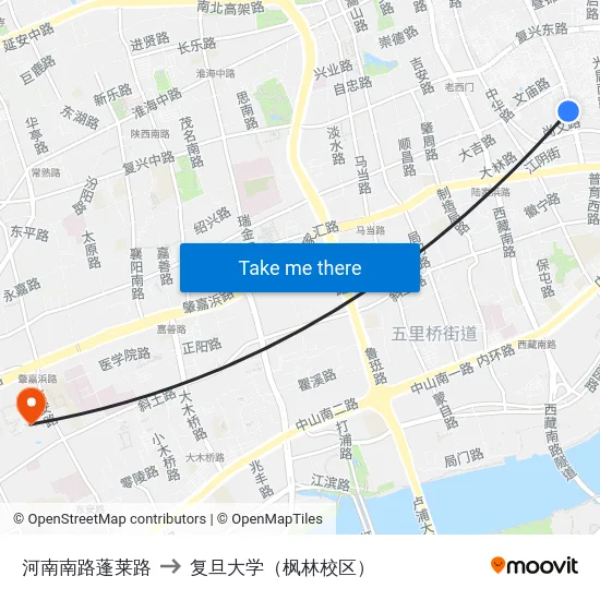 河南南路蓬莱路 to 复旦大学（枫林校区） map