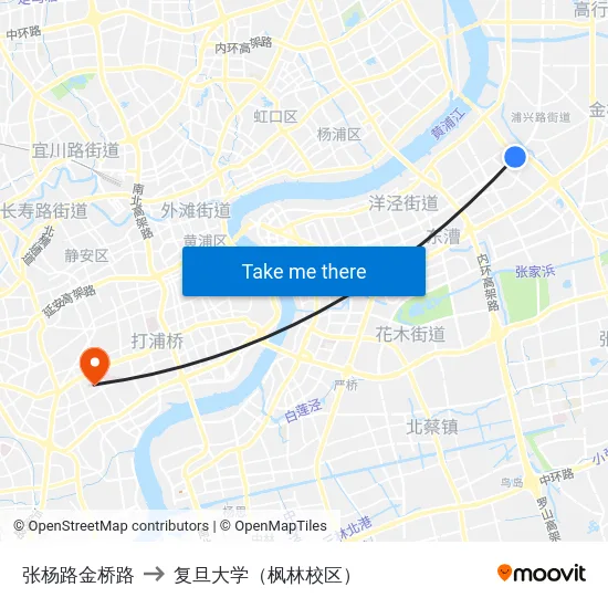 张杨路金桥路 to 复旦大学（枫林校区） map
