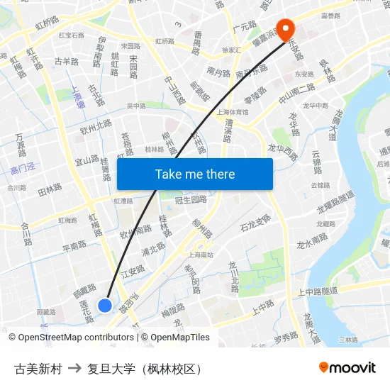 古美新村 to 复旦大学（枫林校区） map
