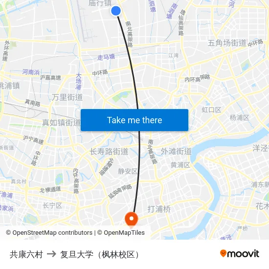共康六村 to 复旦大学（枫林校区） map