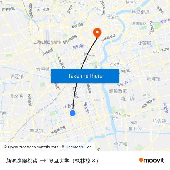 新源路鑫都路 to 复旦大学（枫林校区） map