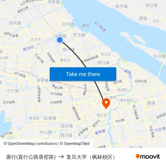 唐行(嘉行公路唐窑路) to 复旦大学（枫林校区） map