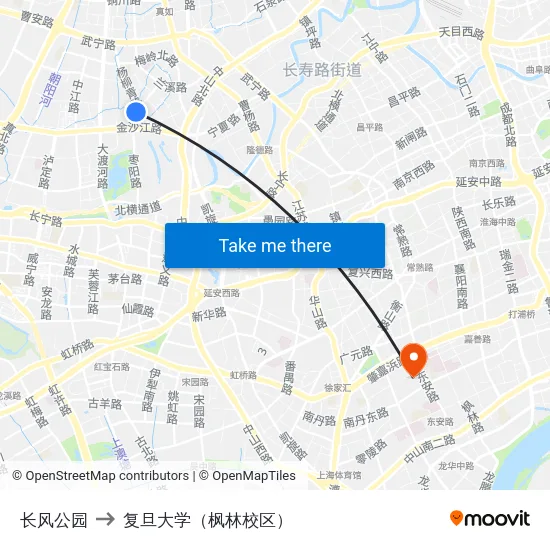 长风公园 to 复旦大学（枫林校区） map