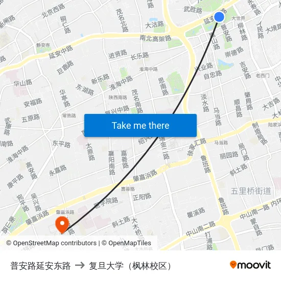 普安路延安东路 to 复旦大学（枫林校区） map