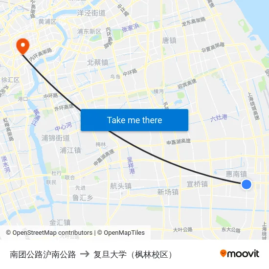 南团公路沪南公路 to 复旦大学（枫林校区） map